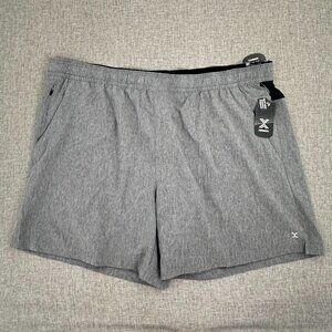 NEW! Xersion Mens Running‎ shorts XXL Quick-dri Stretch Gray Zipper Pocket $40